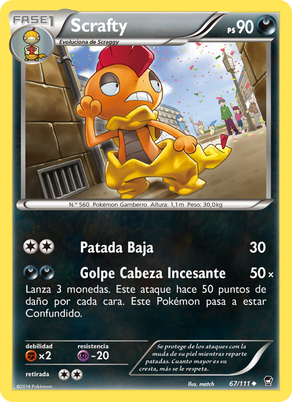 Scrafty 67 — Furious Fists (Spanish Pokémon TCG card)
