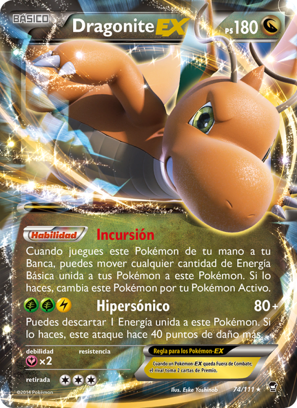 Dragonite EX 74 — Furious Fists (Spanish Pokémon TCG card)