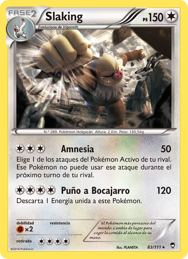 Slaking 83 — Furious Fists (Spanish Pokémon TCG card)