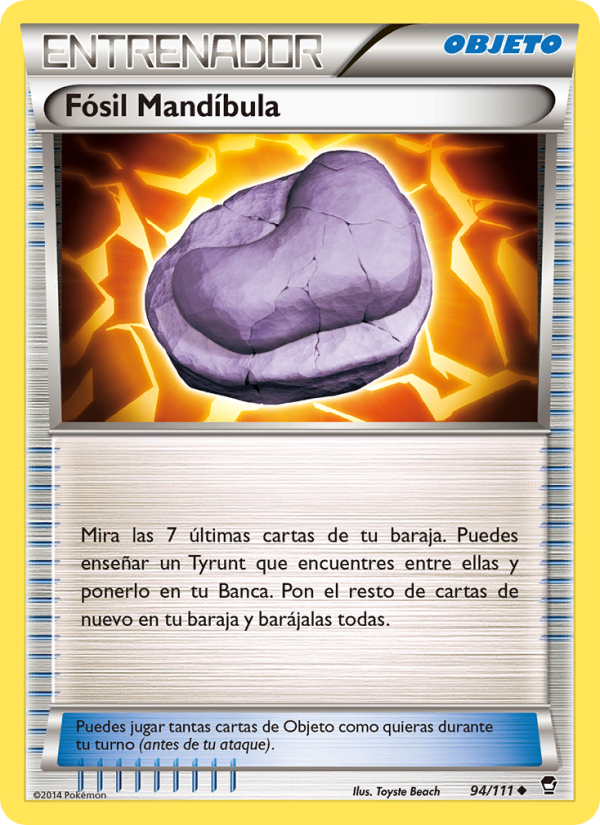 Fósil Mandíbula 94 — Furious Fists (Spanish Pokémon TCG card)