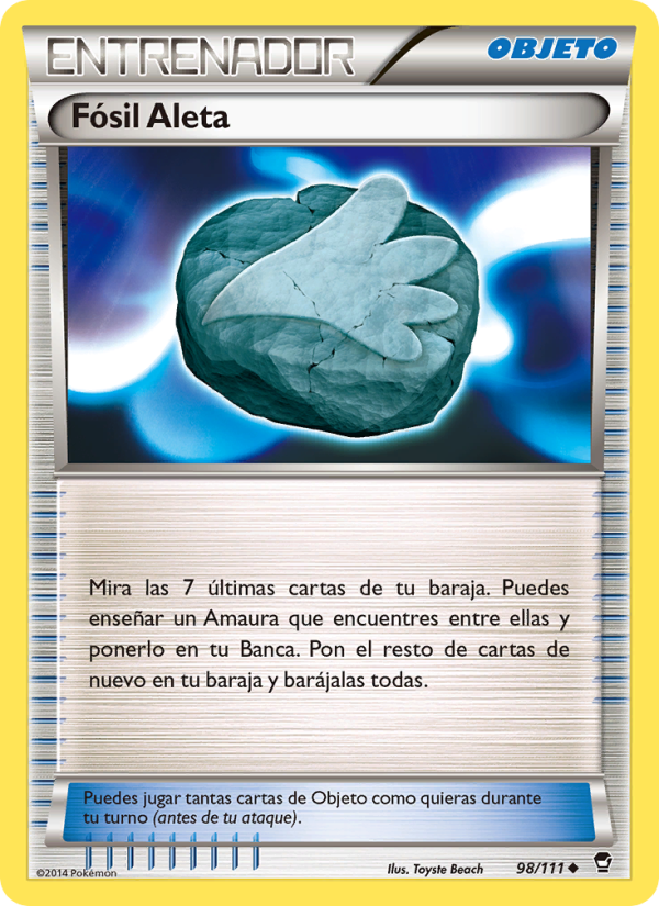 Fósil Aleta 98 — Furious Fists (Spanish Pokémon TCG card)
