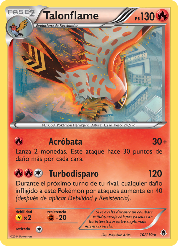 Talonflame 10 — Phantom Forces (Spanish Pokémon TCG card)