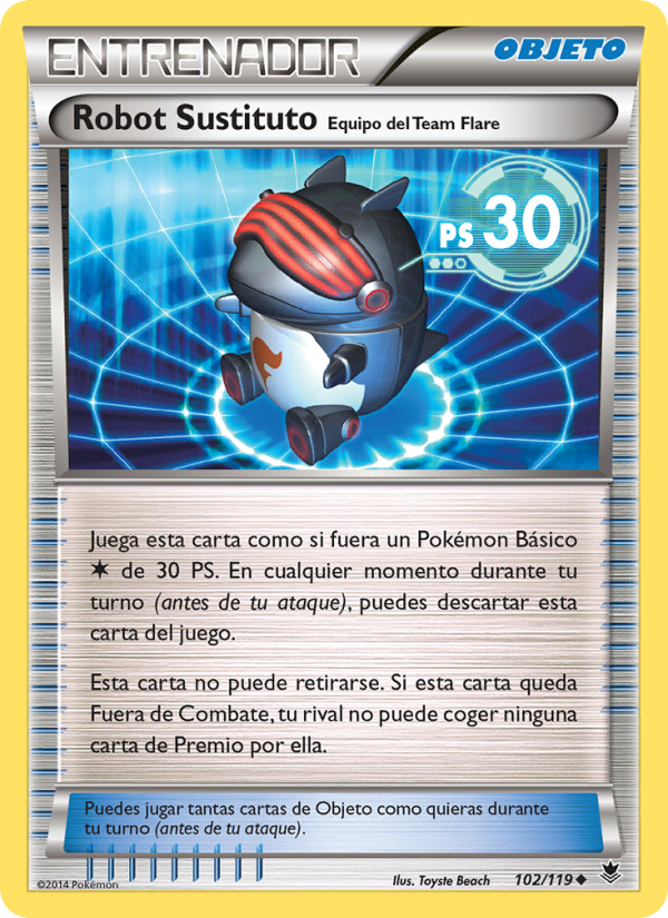 Robot Sustituto Equipo del Team Flare 102 — Phantom Forces (Spanish Pokémon TCG card)