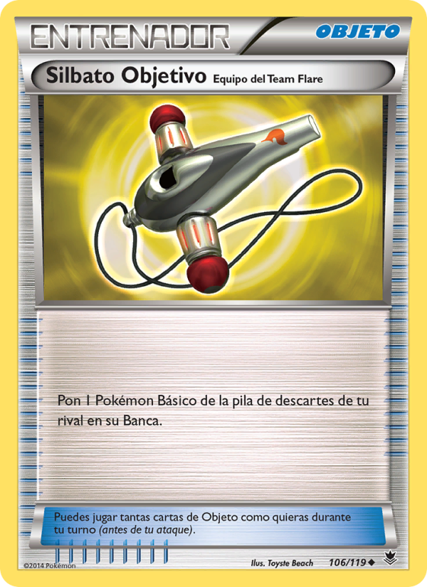 Silbato Objetivo Equipo del Team Flare 106 — Phantom Forces (Spanish Pokémon TCG card)