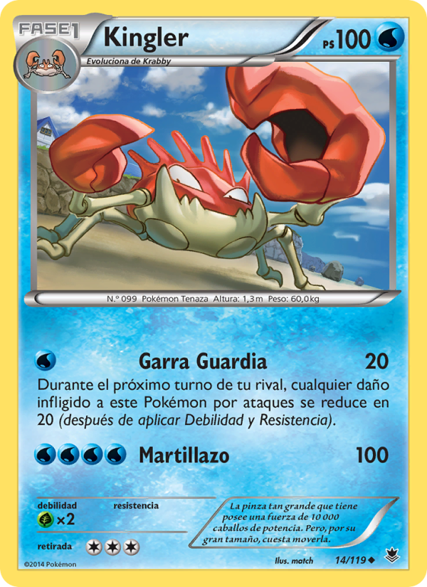 Kingler 14 — Phantom Forces (Spanish Pokémon TCG card)