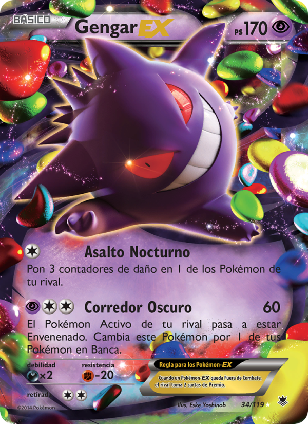 Gengar EX 34 — Phantom Forces (Spanish Pokémon TCG card)