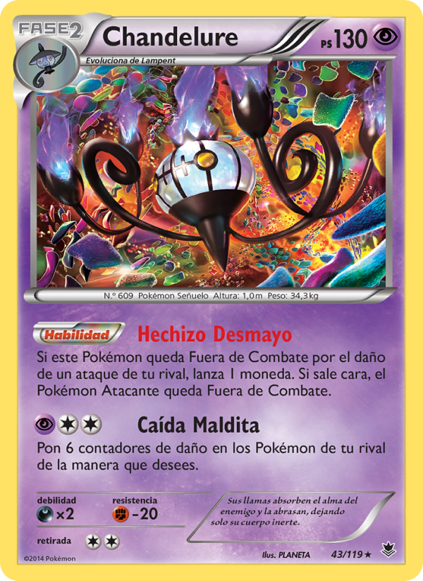 Chandelure 43 — Phantom Forces (Spanish Pokémon TCG card)
