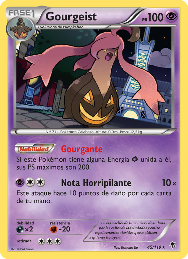 Gourgeist 45 — Phantom Forces (Spanish Pokémon TCG card)