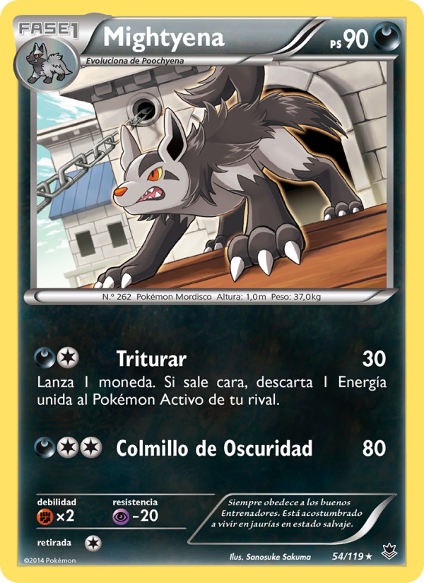 Mightyena 54 — Phantom Forces (Spanish Pokémon TCG card)