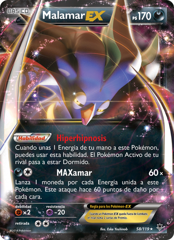 Malamar EX 58 — Phantom Forces (Spanish Pokémon TCG card)