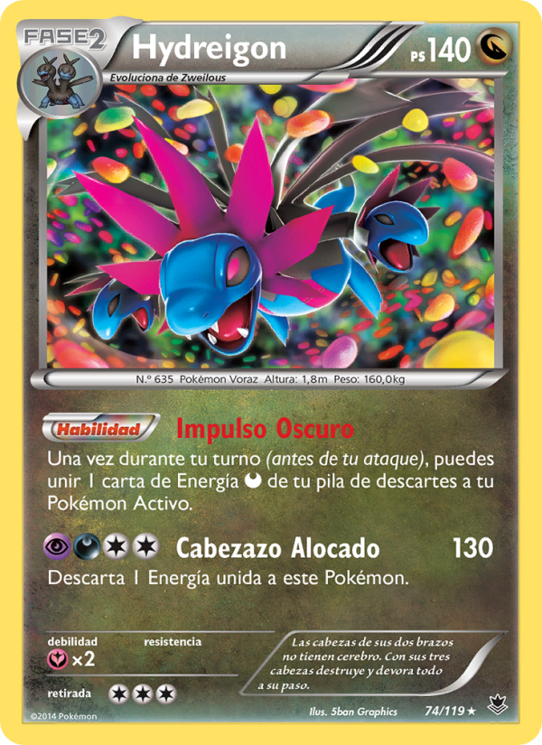Hydreigon 74 — Phantom Forces (Spanish Pokémon TCG card)
