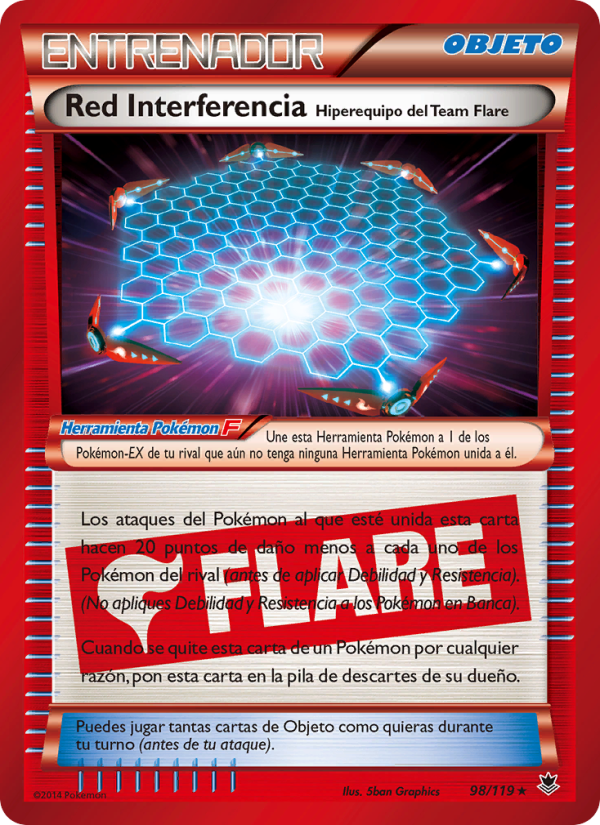 Red Interferencia Hiperequipo del Team Flare 98 — Phantom Forces (Spanish Pokémon TCG card)