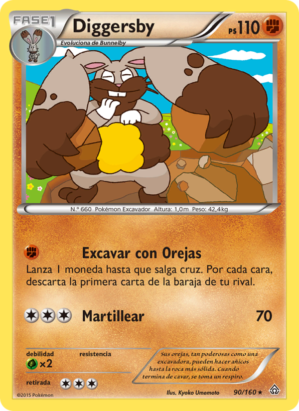Diggersby 90 — Primal Clash (Spanish Pokémon TCG card)