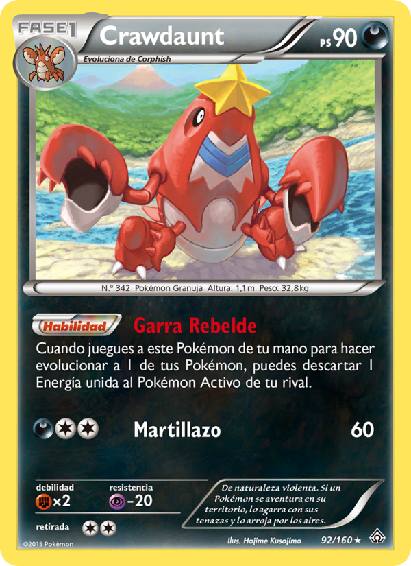 Crawdaunt 92 — Primal Clash (Spanish Pokémon TCG card)