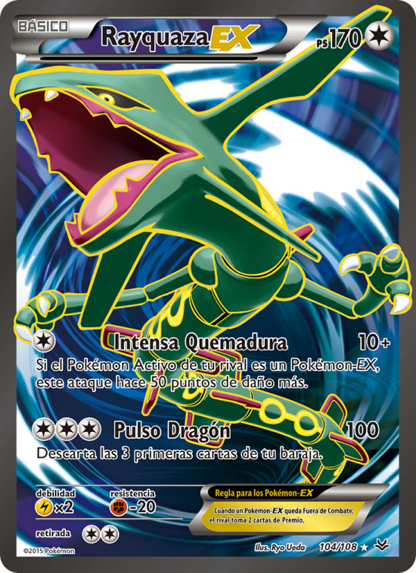 Rayquaza EX 104 — Roaring Skies (Spanish Pokémon TCG card)