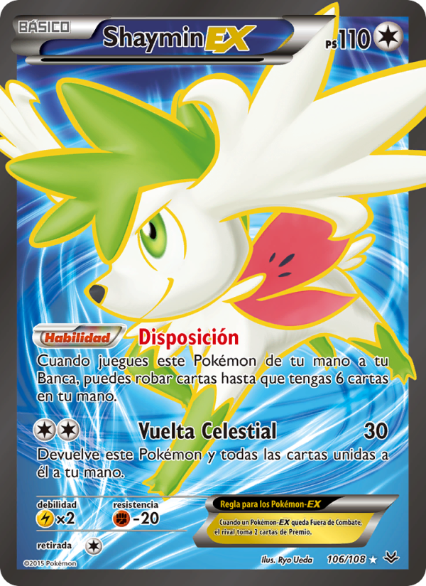 Shaymin EX 106 — Roaring Skies (Spanish Pokémon TCG card)