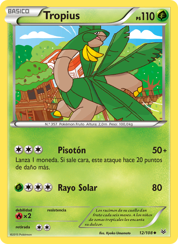 Tropius 12 — Roaring Skies (Spanish Pokémon TCG card)