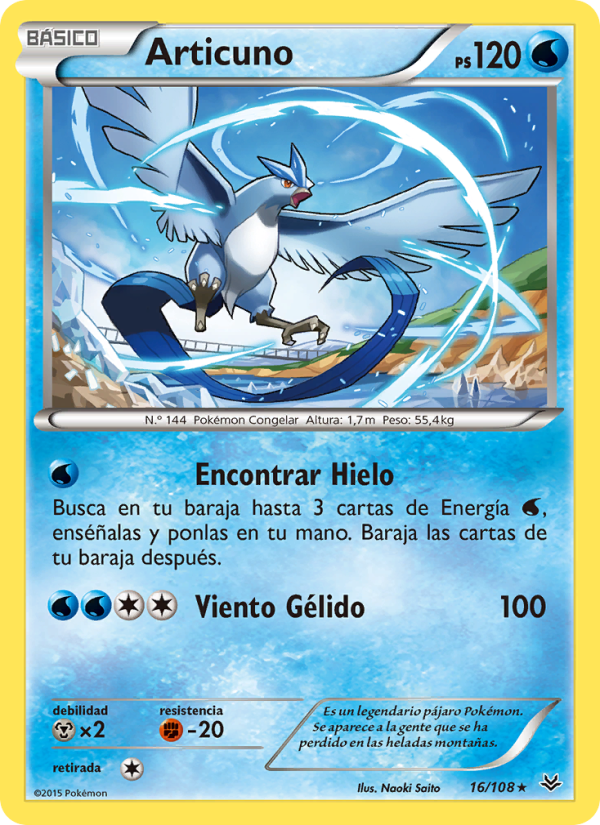 Articuno 16 — Roaring Skies (Spanish Pokémon TCG card)