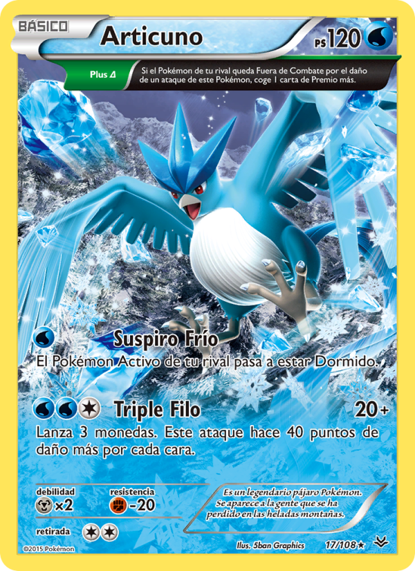 Articuno 17 — Roaring Skies (Spanish Pokémon TCG card)