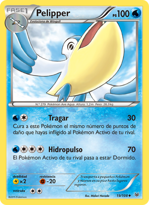 Pelipper 19 — Roaring Skies (Spanish Pokémon TCG card)