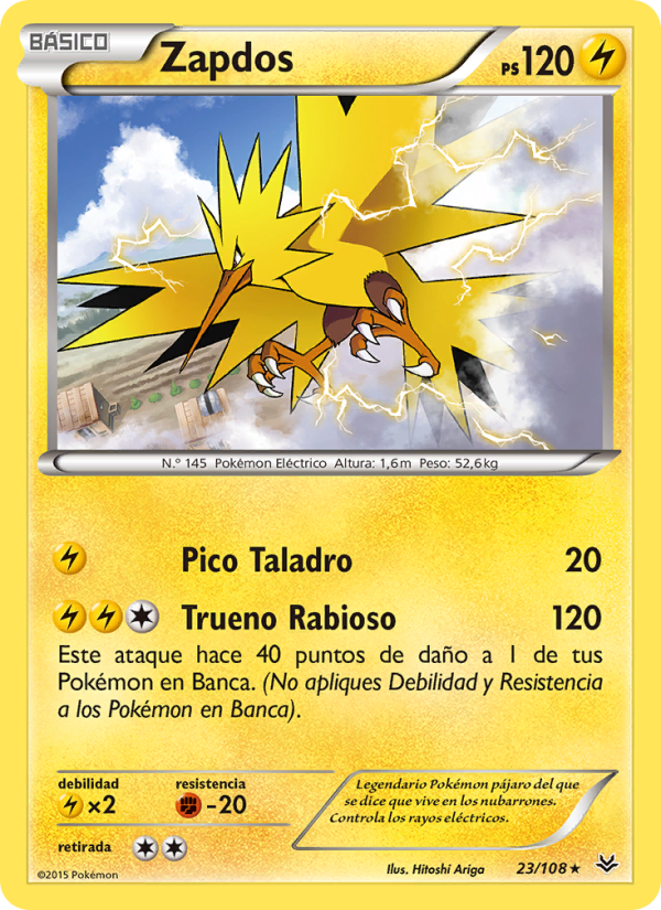 Zapdos 23 — Roaring Skies (Spanish Pokémon TCG card)