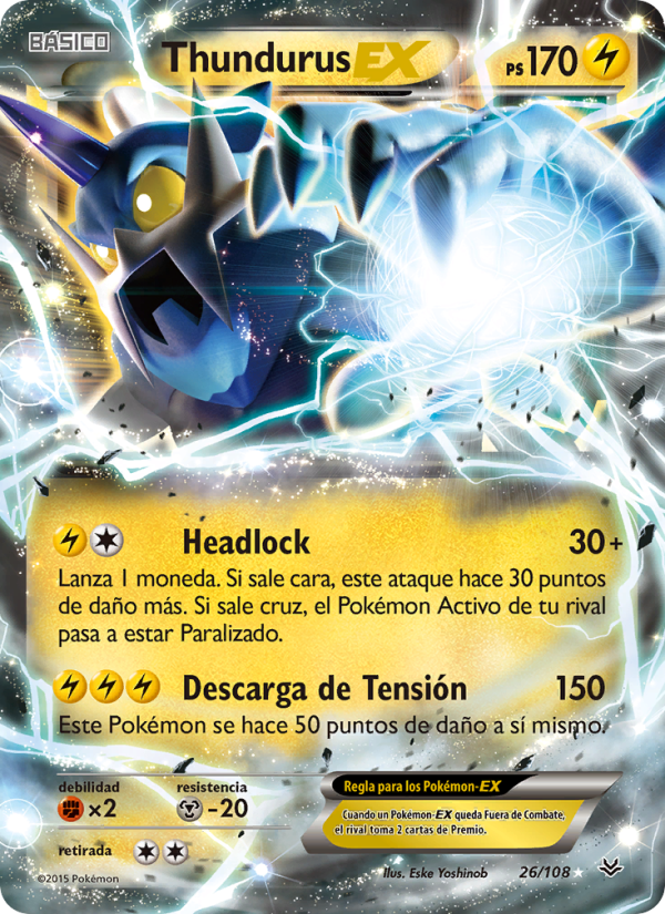 Thundurus EX 26 — Roaring Skies (Spanish Pokémon TCG card)