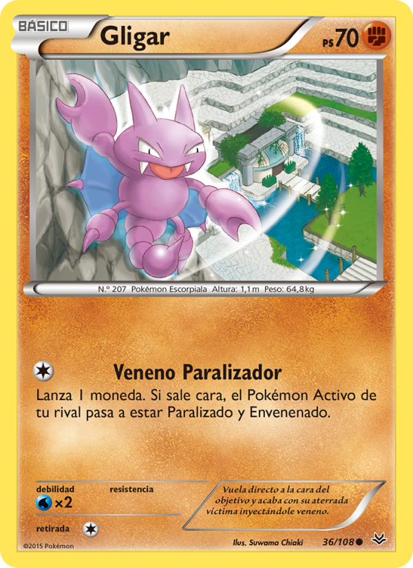 Gligar 36 — Roaring Skies (Spanish Pokémon TCG card)