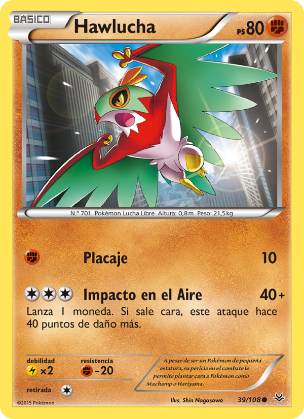 Hawlucha 39 — Roaring Skies (Spanish Pokémon TCG card)