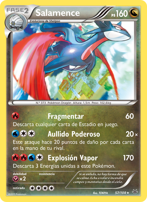 Salamence 57 — Roaring Skies (Spanish Pokémon TCG card)