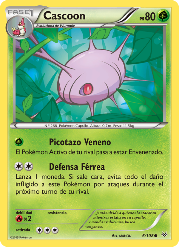 Cascoon 6 — Roaring Skies (Spanish Pokémon TCG card)