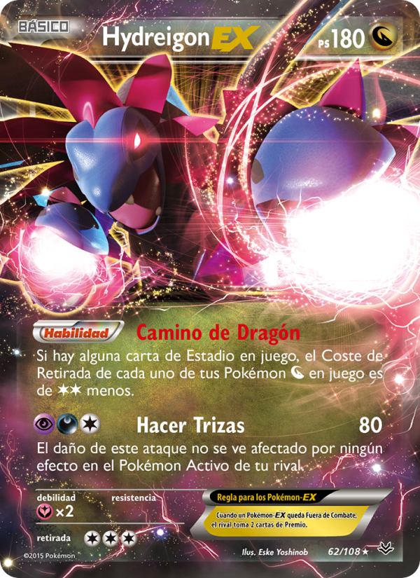 Hydreigon EX 62 — Roaring Skies (Spanish Pokémon TCG card)