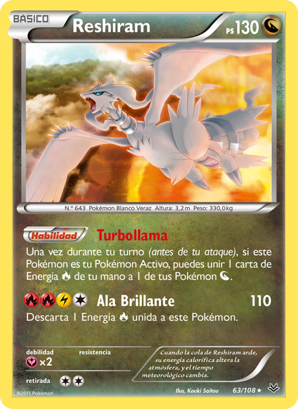 Reshiram 63 — Roaring Skies (Spanish Pokémon TCG card)
