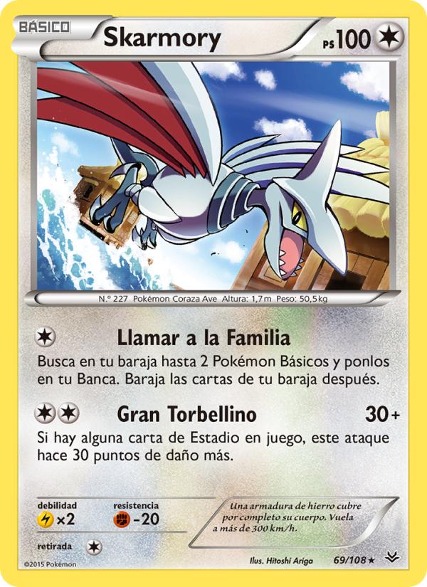 Skarmory 69 — Roaring Skies (Spanish Pokémon TCG card)