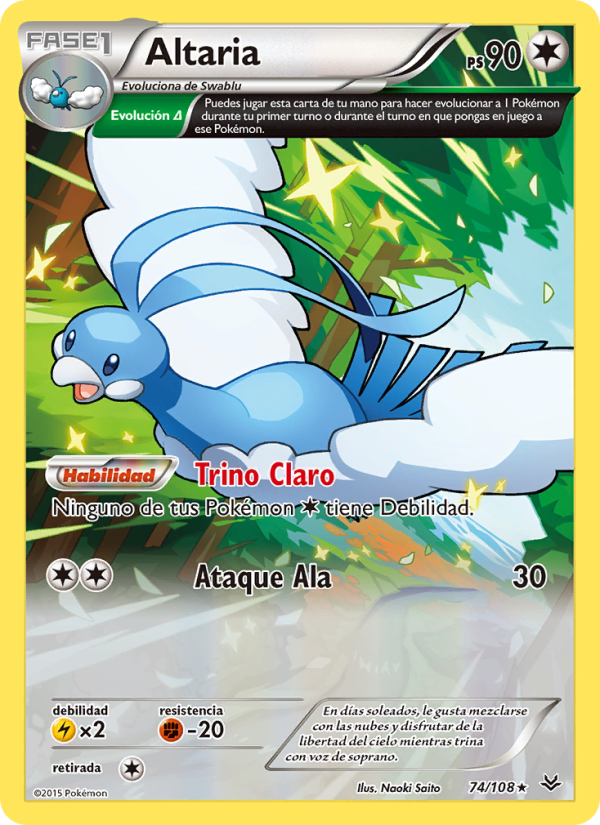Altaria 74 — Roaring Skies (Spanish Pokémon TCG card)