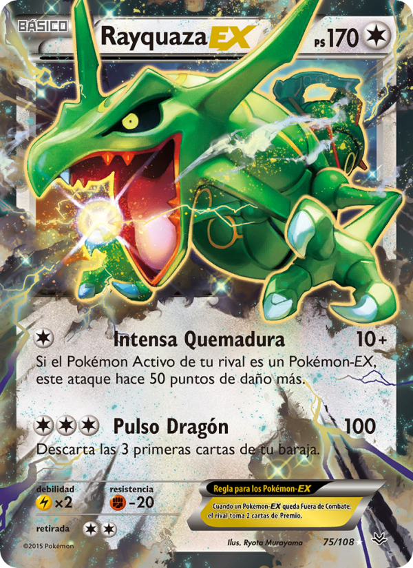 Rayquaza EX 75 — Roaring Skies (Spanish Pokémon TCG card)