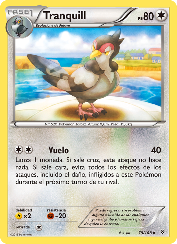 Tranquill 79 — Roaring Skies (Spanish Pokémon TCG card)