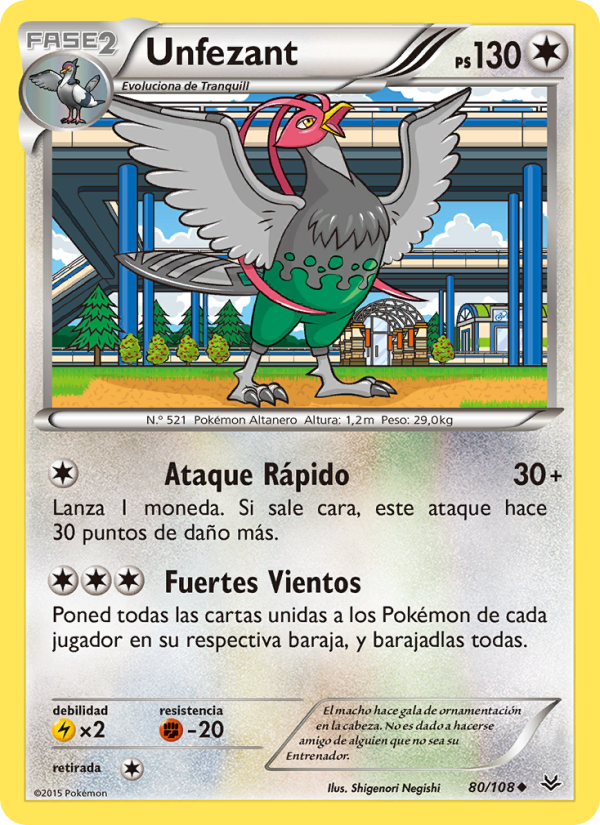 Unfezant 80 — Roaring Skies (Spanish Pokémon TCG card)