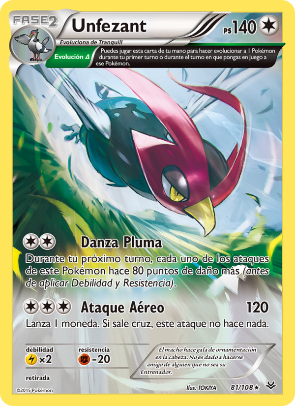 Unfezant 81 — Roaring Skies (Spanish Pokémon TCG card)