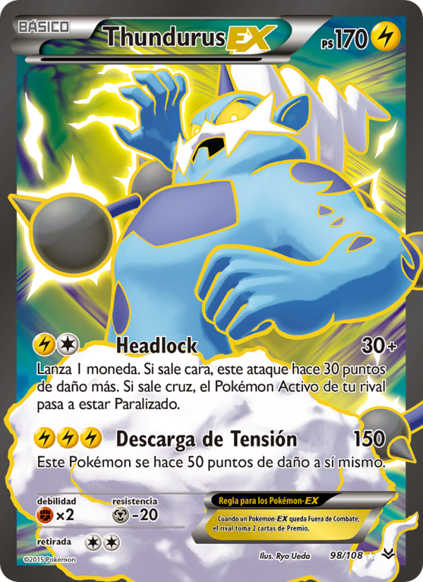 Thundurus EX 98 — Roaring Skies (Spanish Pokémon TCG card)
