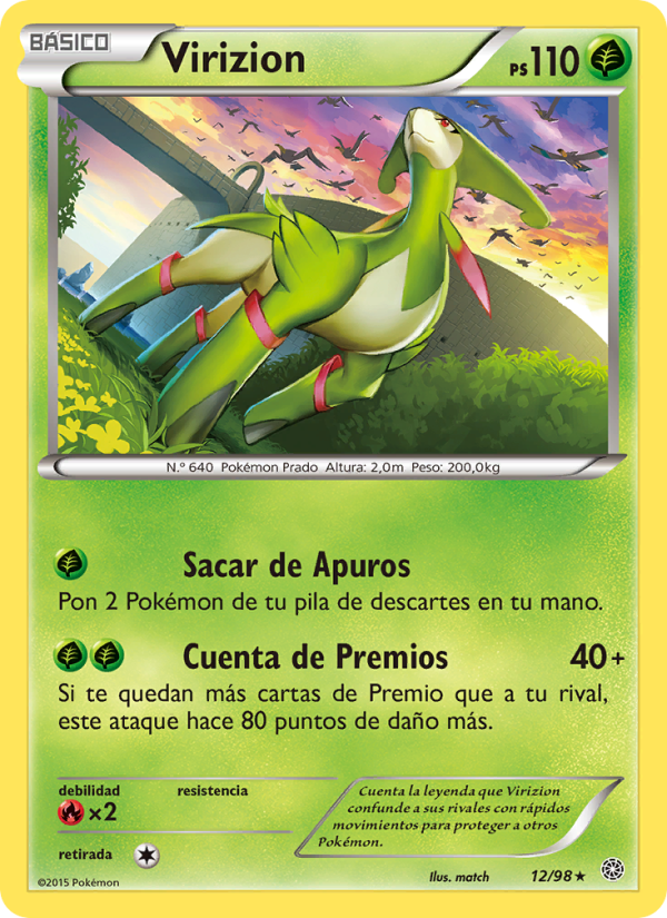 Virizion 12 — Ancient Origins (Spanish Pokémon TCG card)