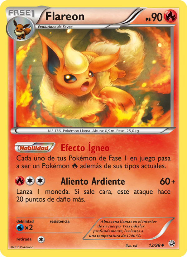 Flareon 13 — Ancient Origins (Spanish Pokémon TCG card)