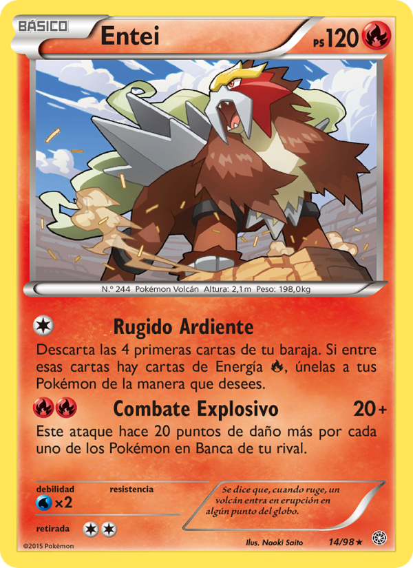 Entei 14 — Ancient Origins (Spanish Pokémon TCG card)
