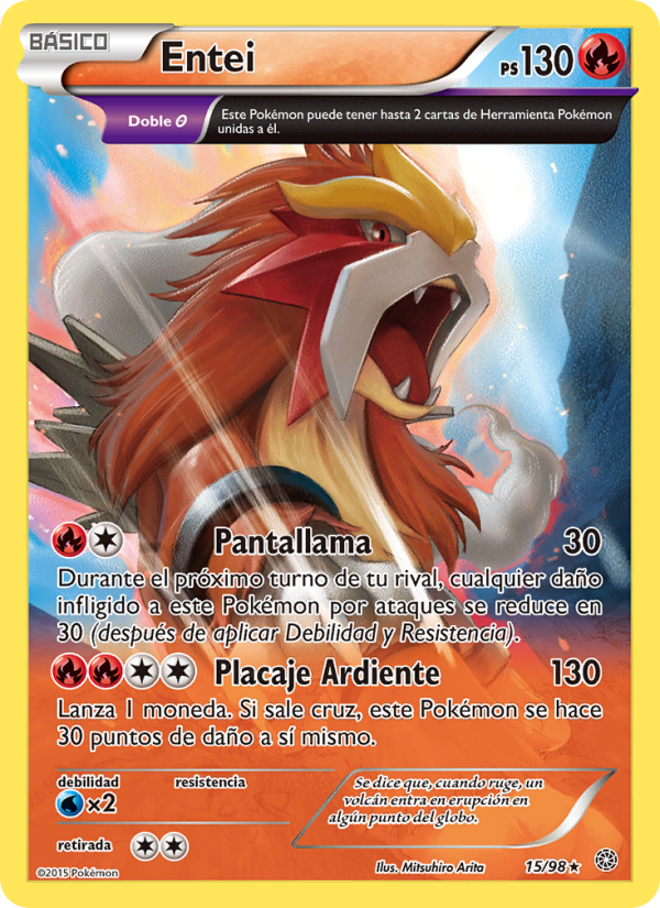 Entei 15 — Ancient Origins (Spanish Pokémon TCG card)
