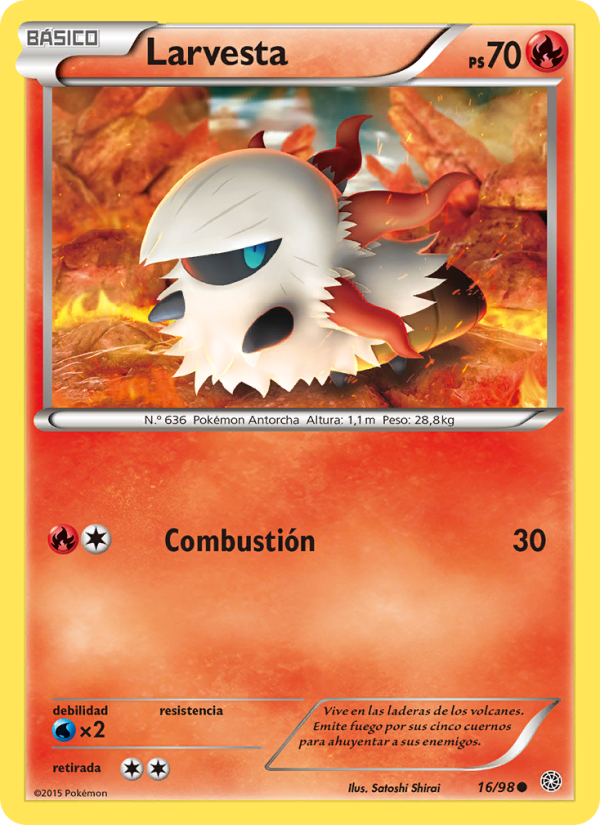 Larvesta 16 — Ancient Origins (Spanish Pokémon TCG card)