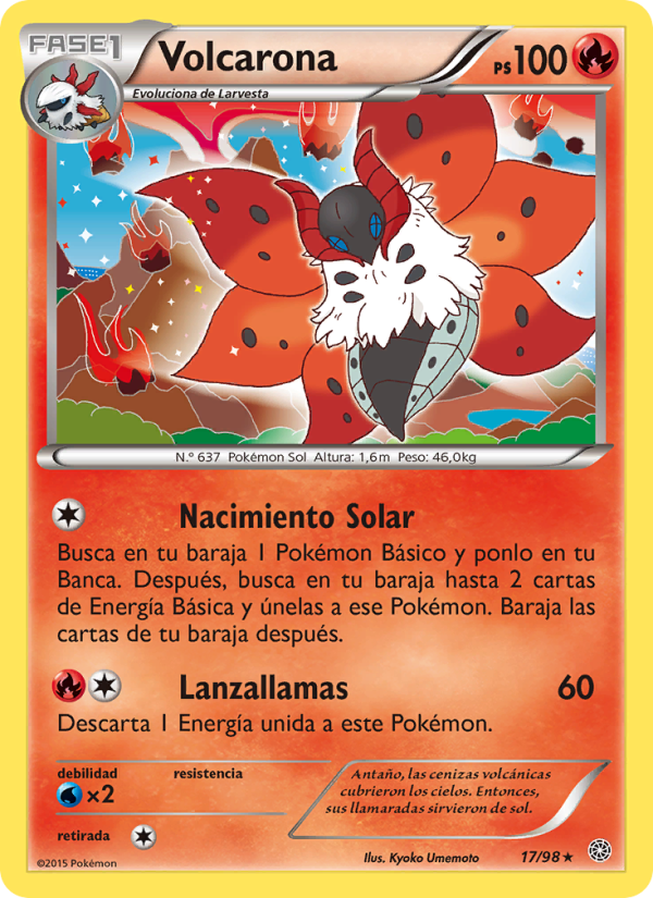 Volcarona 17 — Ancient Origins (Spanish Pokémon TCG card)
