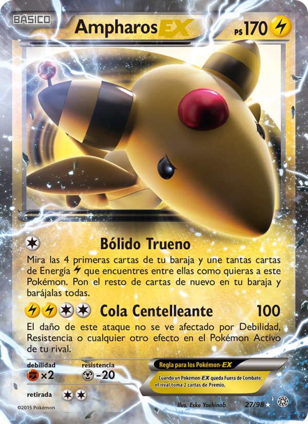 Ampharos EX 27 — Ancient Origins (Spanish Pokémon TCG card)
