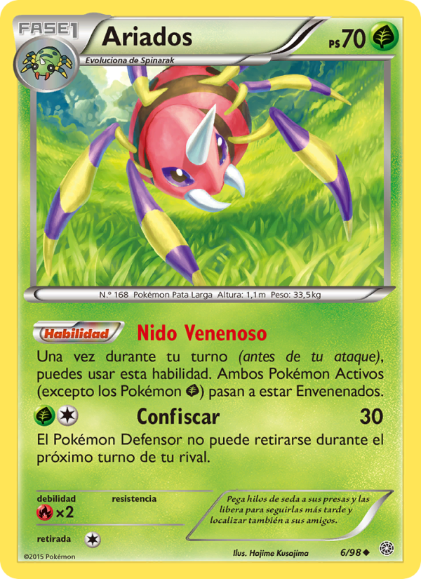 Ariados 6 — Ancient Origins (Spanish Pokémon TCG card)