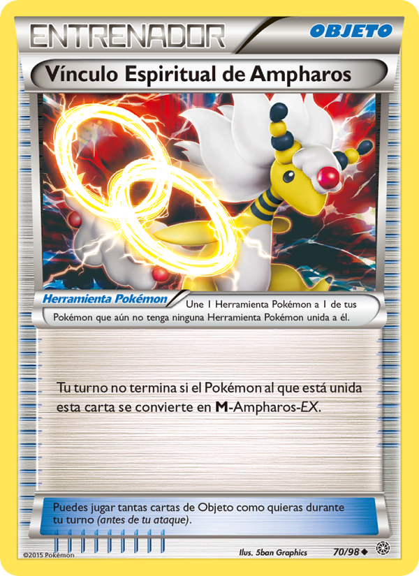 Vínculo Espiritual de Ampharos 70 — Ancient Origins (Spanish Pokémon TCG card)