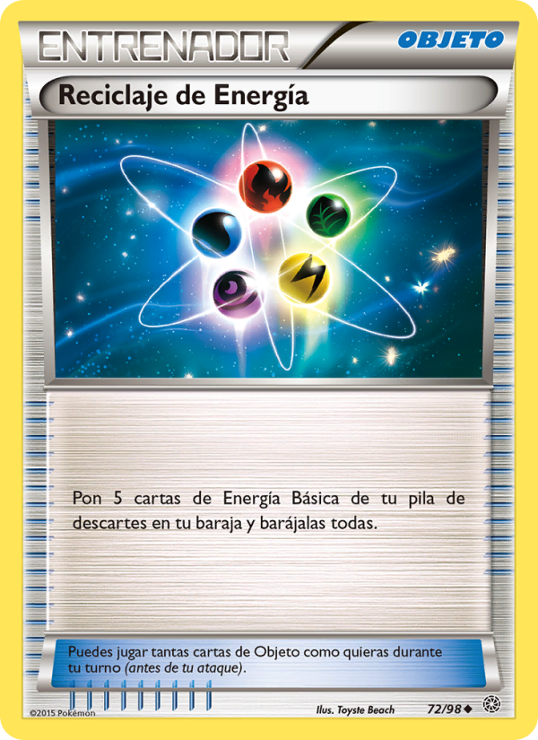 Reciclaje de Energía 72 — Ancient Origins (Spanish Pokémon TCG card)