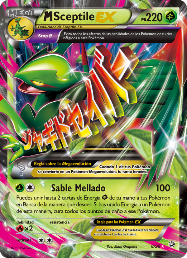 M-Sceptile EX 8 — Ancient Origins (Spanish Pokémon TCG card)